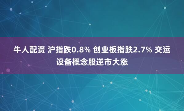 牛人配资 沪指跌0.8% 创业板指跌2.7% 交运设备概念股逆市大涨