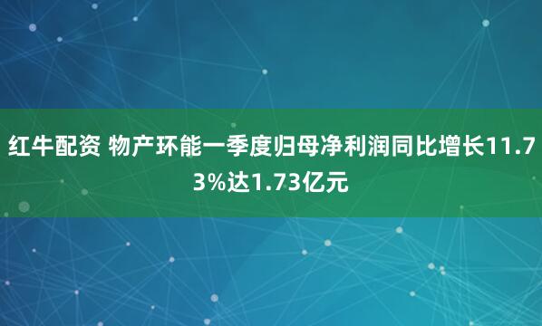 红牛配资 物产环能一季度归母净利润同比增长11.73%达1.73亿元