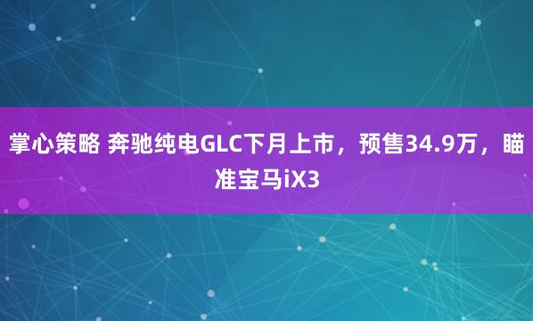 掌心策略 奔驰纯电GLC下月上市，预售34.9万，瞄准宝马iX3