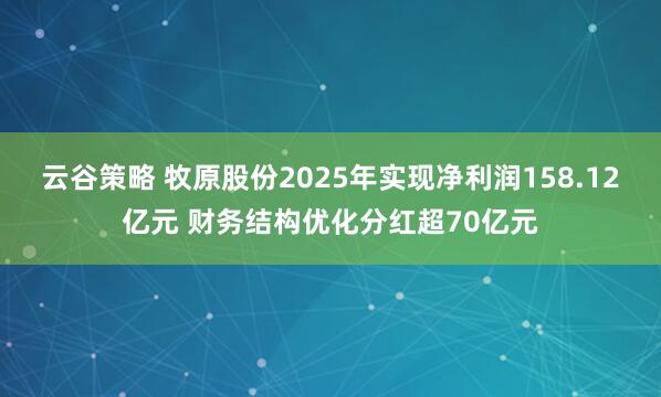 云谷策略 牧原股份2025年实现净利润158.12亿元 财务结构优化分红超70亿元