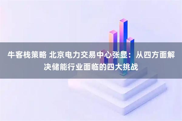 牛客栈策略 北京电力交易中心张显：从四方面解决储能行业面临的四大挑战